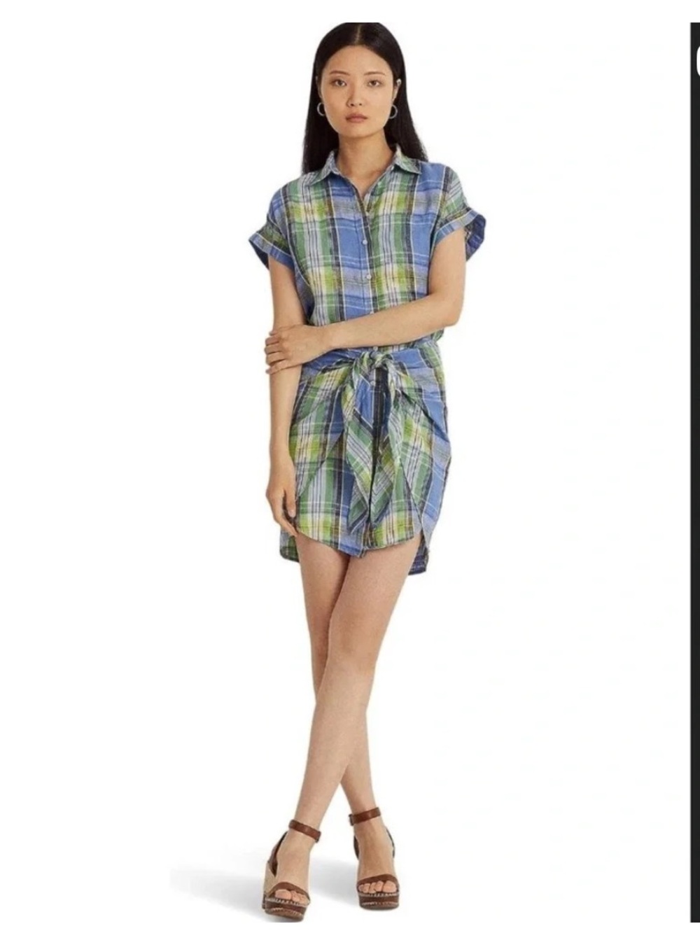 Ralph Lauren Tie Front Plaid Dress
